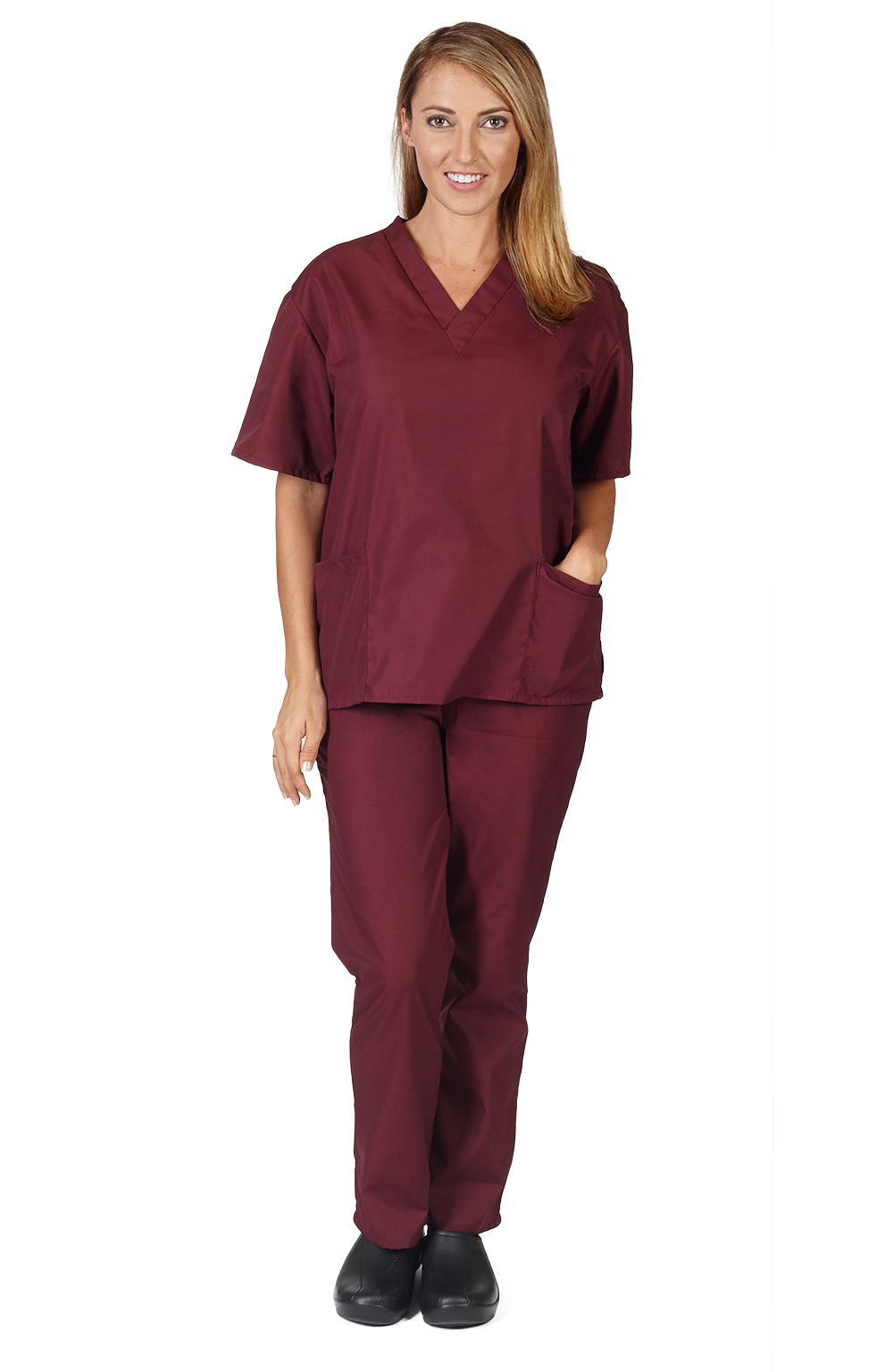 Unisex Men/Women Natural Uniforms Medical Hospital Nursing Scrub V-Neck Top 