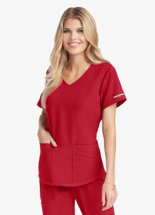 SKECHERS™ BY BARCO - SK101 WOMEN'S BREEZE V-NECK TOP - TRUE RED