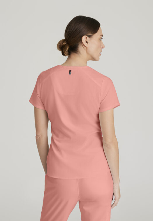 GREY'S ANATOMY™ CLASSIC EMMA TOP – 4 POCKET V-NECK TOP – GRST011 - BRIGHT PAPAYA - Image 3