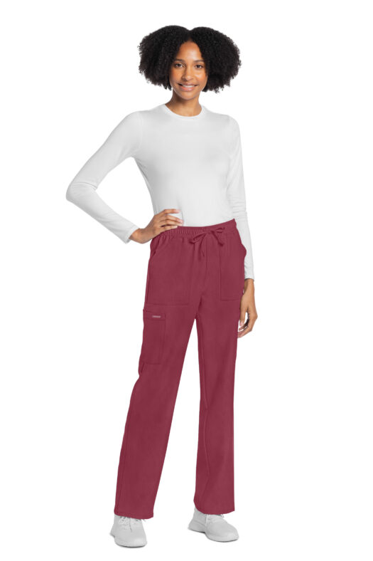 Cherokee Ultra Drawstring Trouser Cargo Pant - Heather Cranberry - CK272A - Image 2