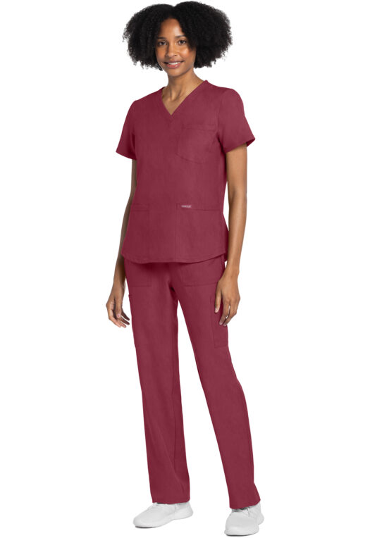 Cherokee Ultra V-Neck Top - Heather Cranberry - CK961A - Image 2
