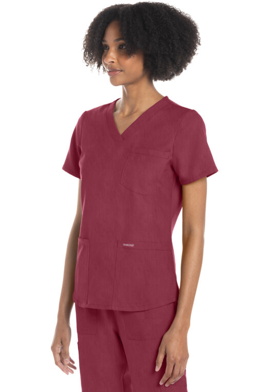 Cherokee Ultra V-Neck Top - Heather Cranberry - CK961A - Image 4