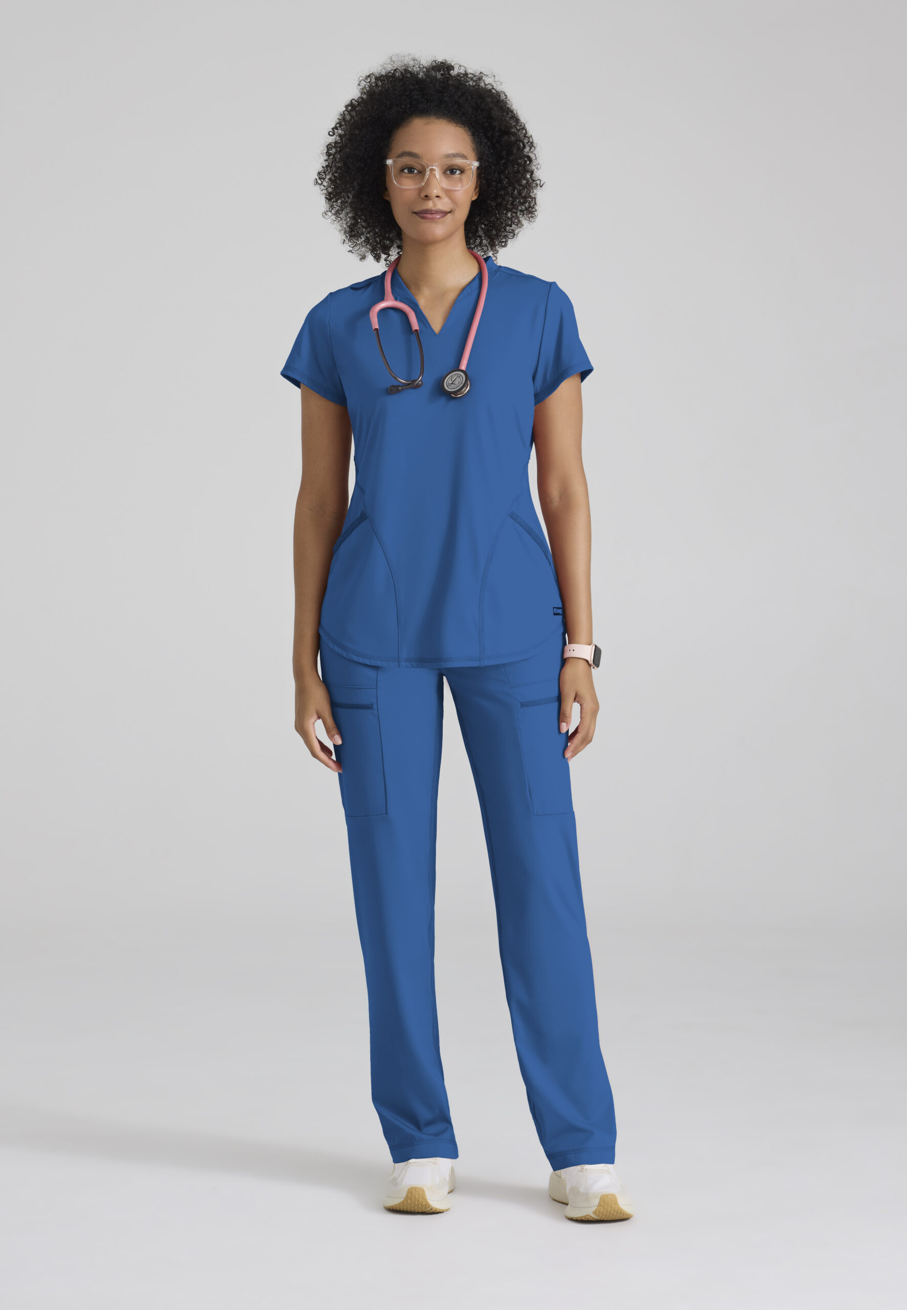 GREY’S ANATOMY™ Knit Stretch Women's Define 2-Pocket V-Neck Top - GRST249 - Image 3